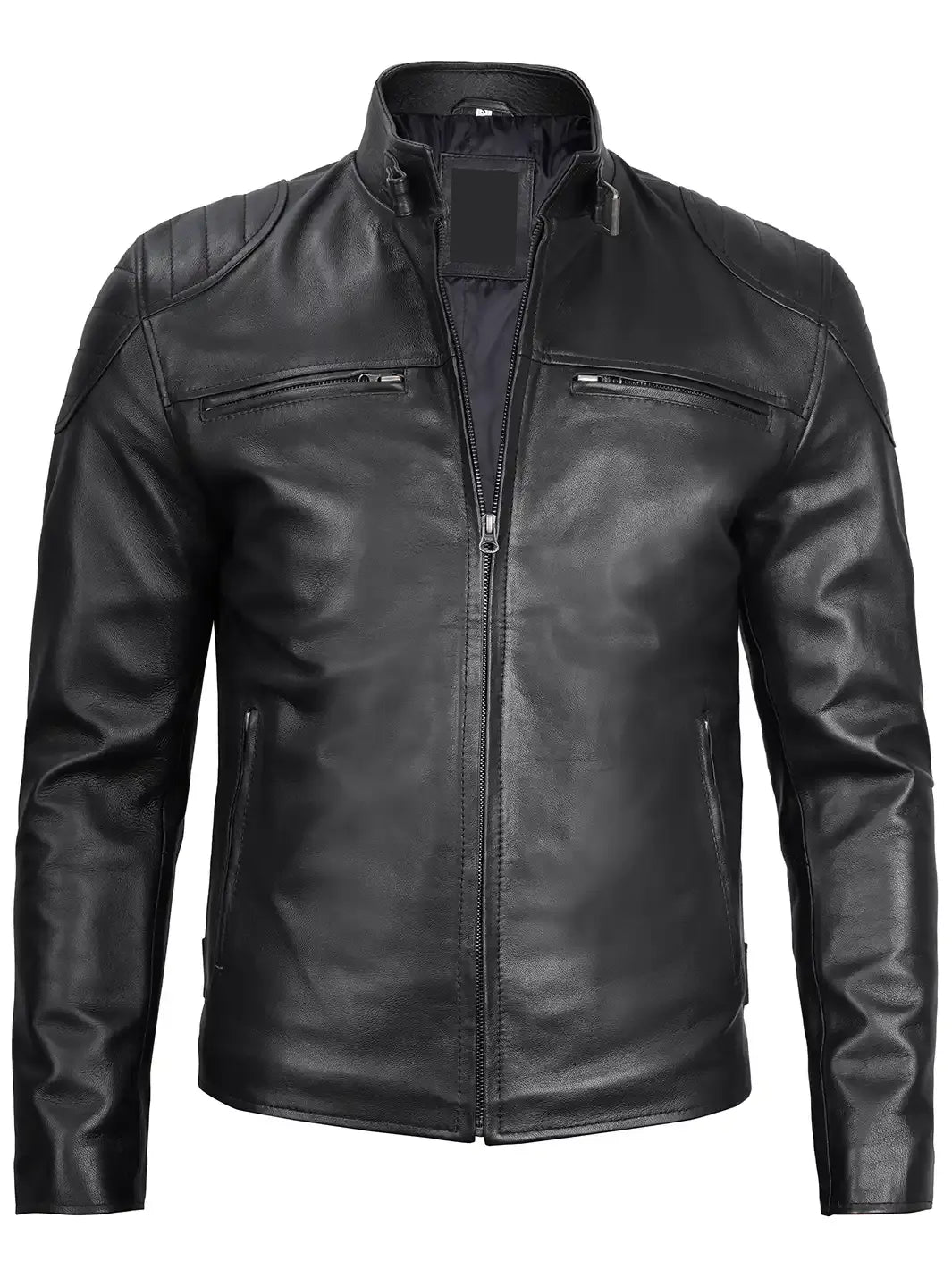 Vermont Men's Black Biker Style Leather Jacket
