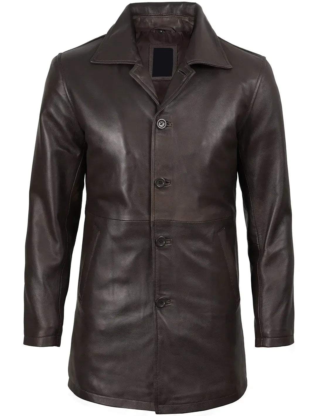 Winchester Men's Distressed Dark Brown Leather Car Coat
