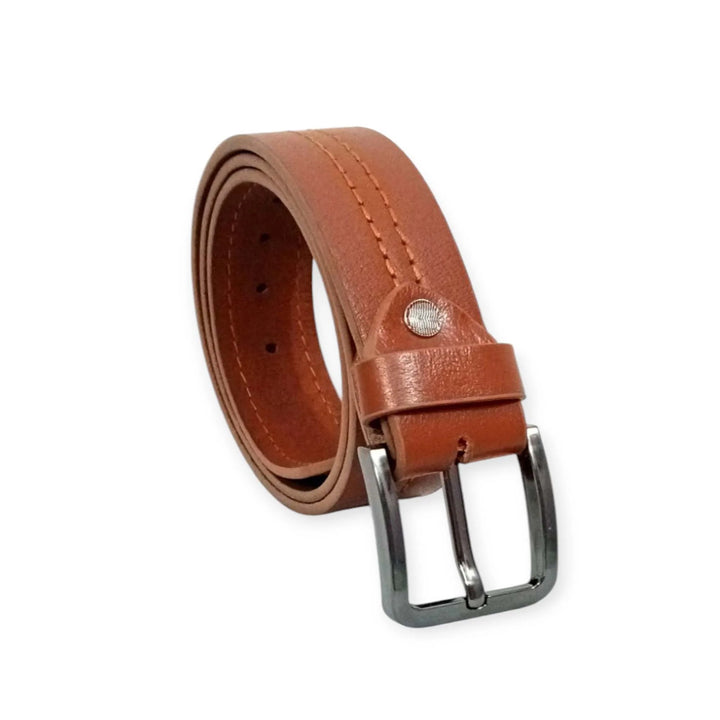 Tan Leather Casual Belt - Centre Stitched 40mm Wide