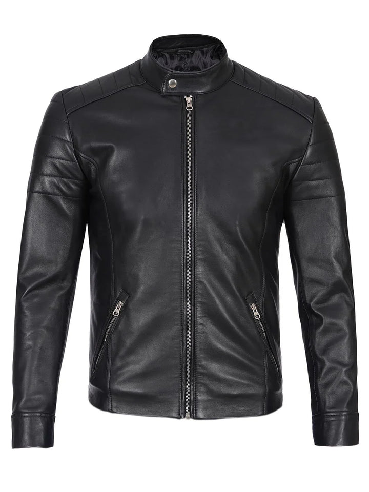 Carrie Men's Black Cafe Racer Leather Jacket