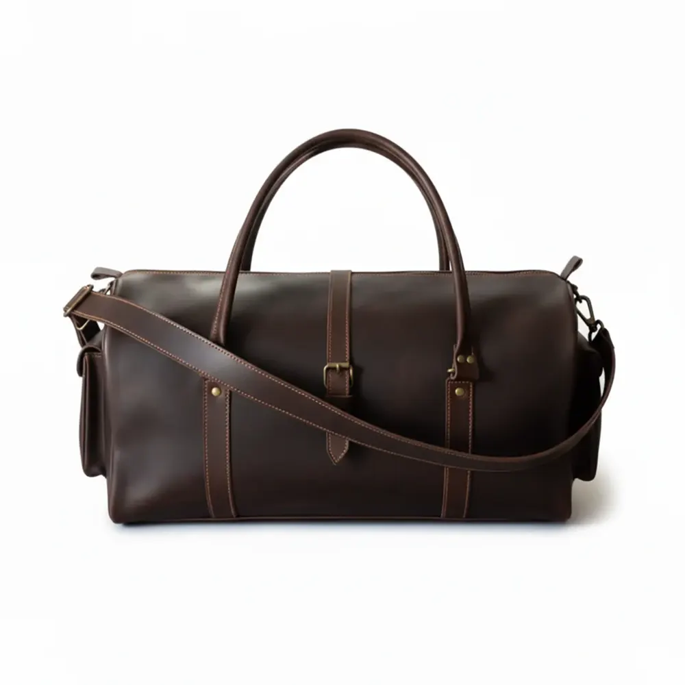 Premium Dark Brown Leather Duffel Bag Travel & Weekender Bag