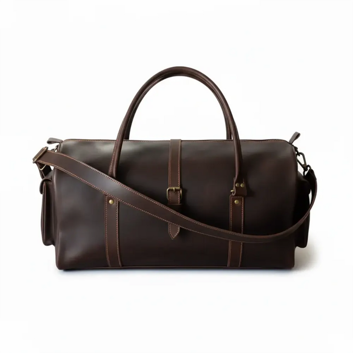 Premium Dark Brown Leather Duffel Bag Travel & Weekender Bag