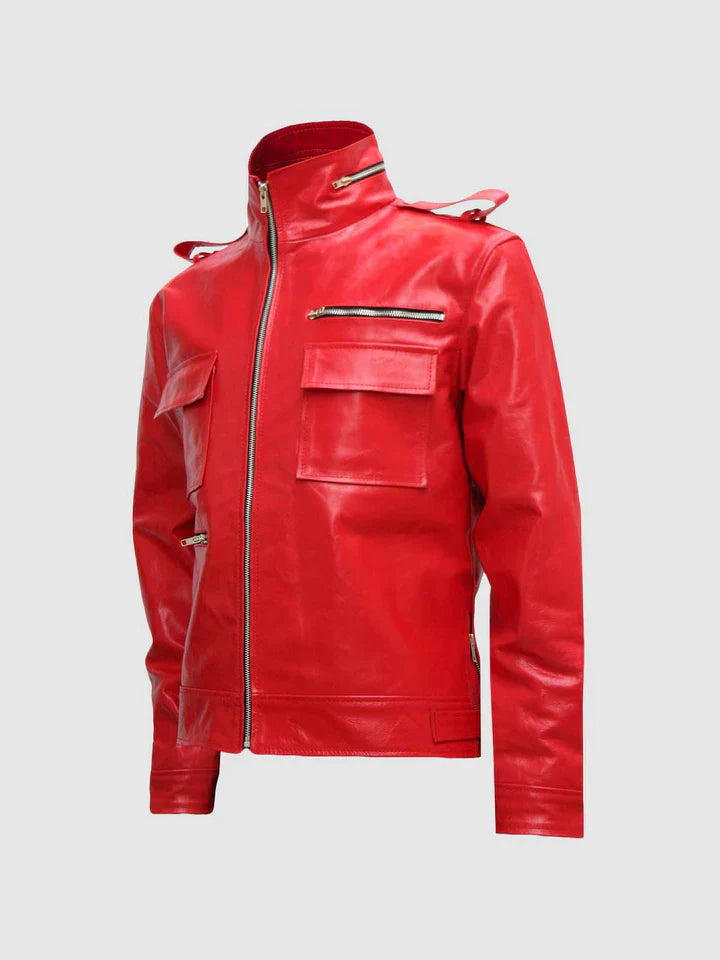 Red Leather Motorcycle Jacket