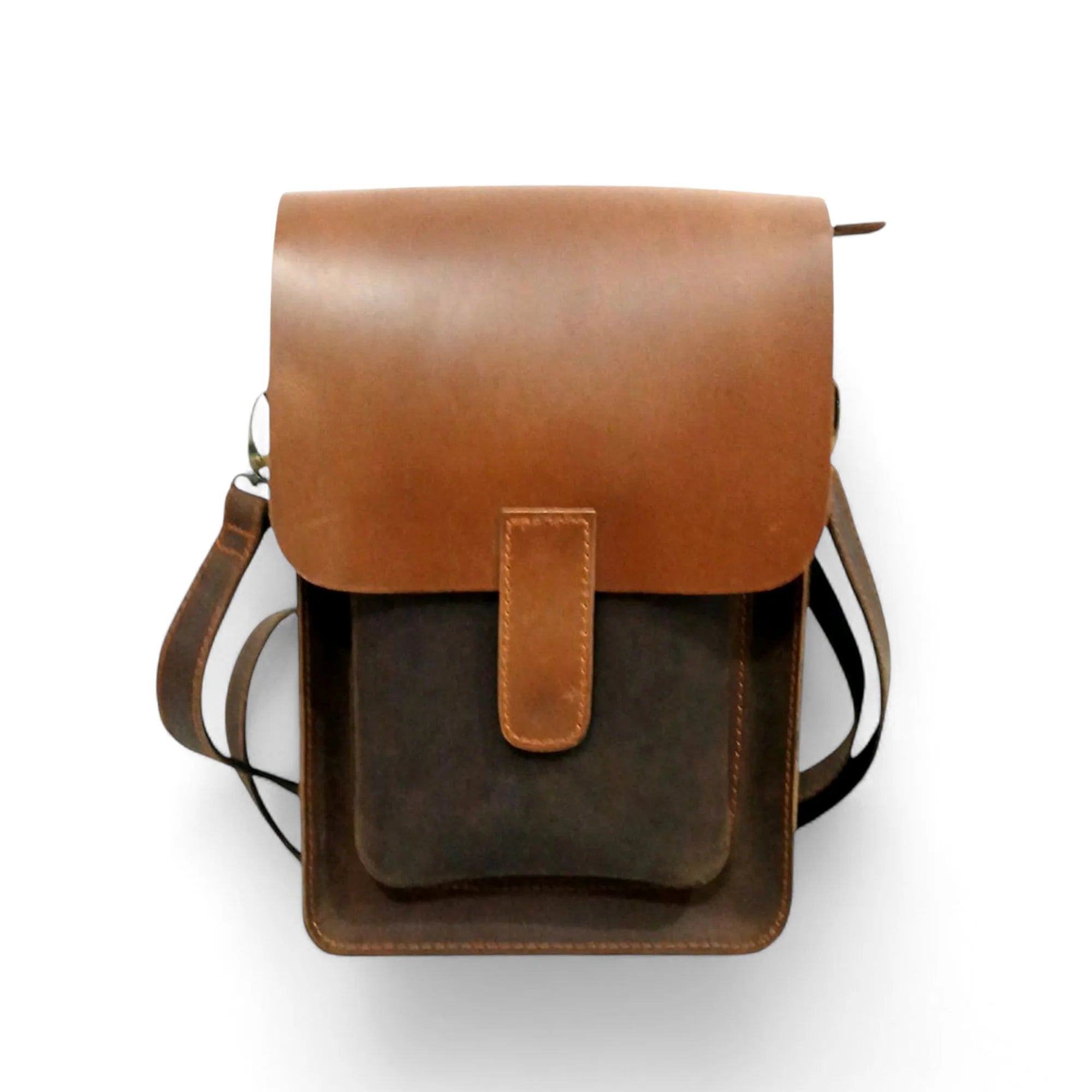 Dark Brown Leather Crossbody Travel Bag