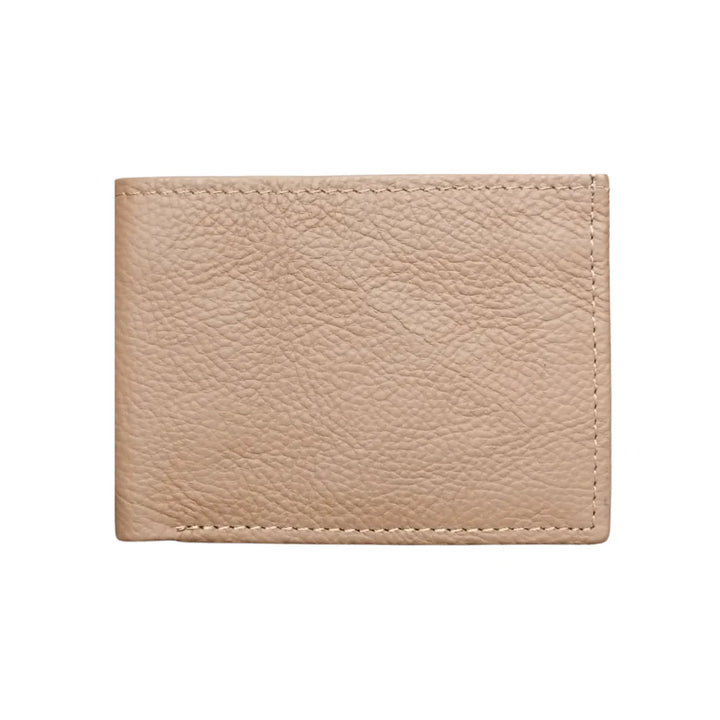 Beige Slim Fold Leather Wallet