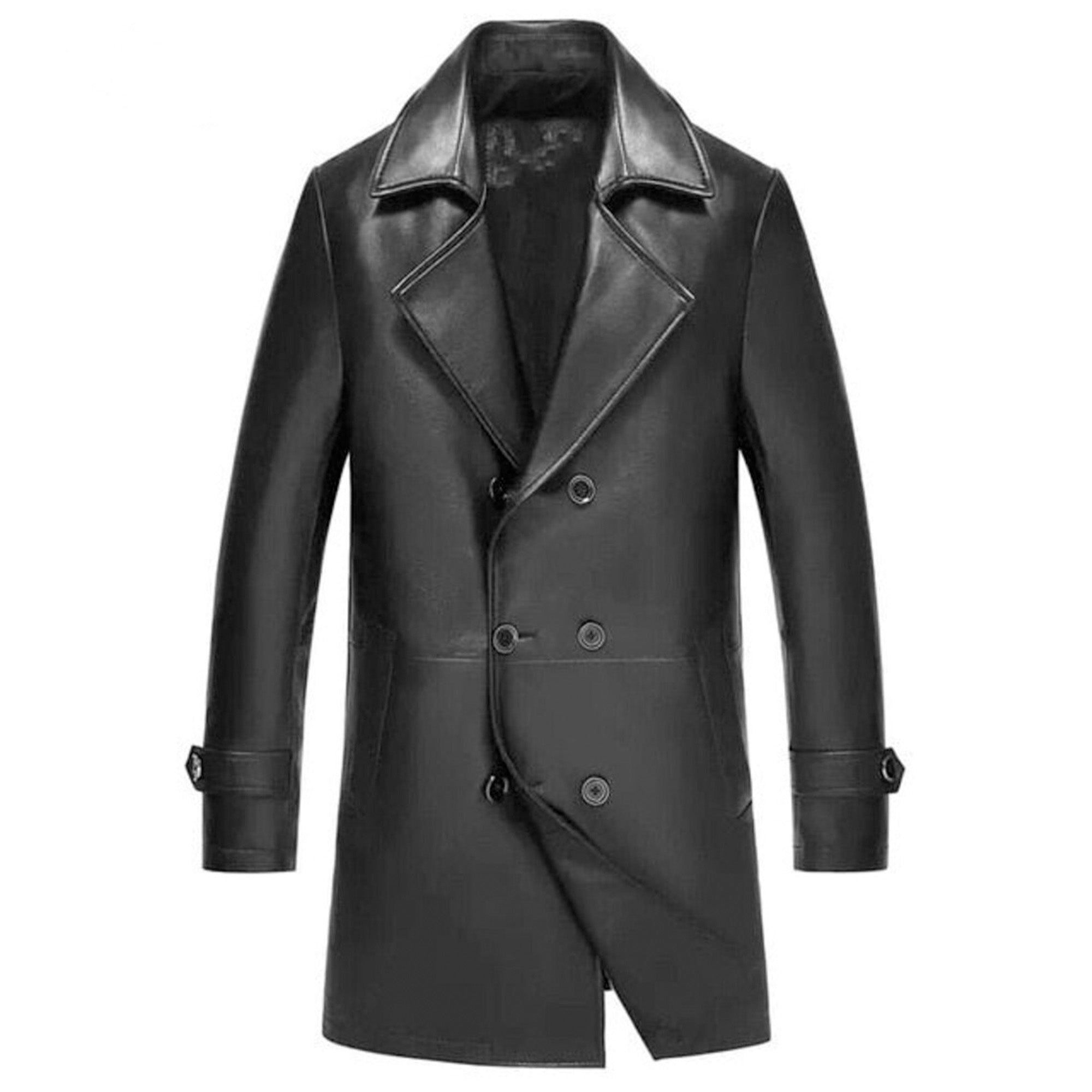 Lush Gear Men's Double Breasted Leather Blazer Jacket