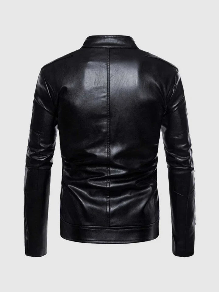 Standing Collar Leather Jacket