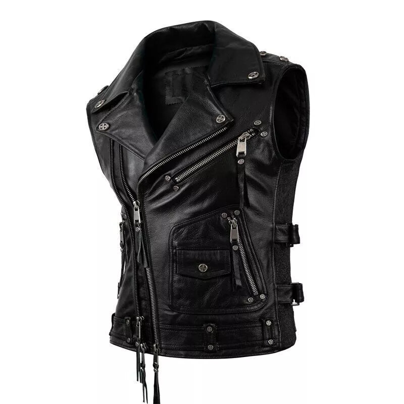 Black Leather Motorcycle Vest – Lush Gear Custom Fit & Timeless Style