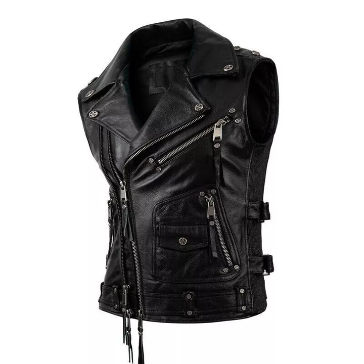Black Leather Motorcycle Vest – Lush Gear Custom Fit & Timeless Style
