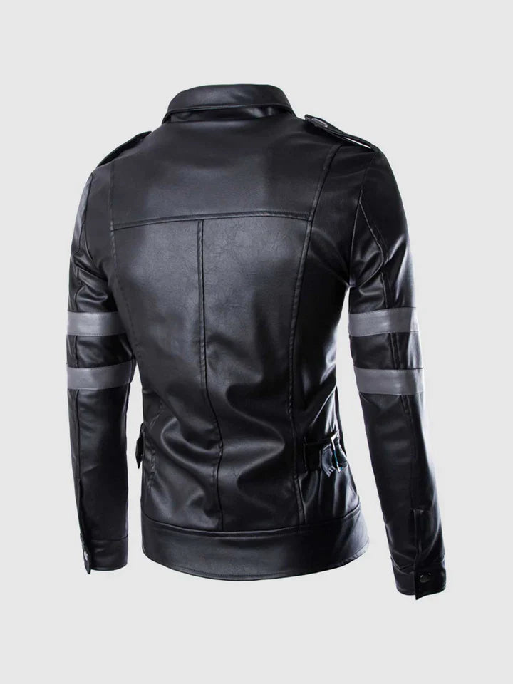 Black Jacket with Gray Stripes