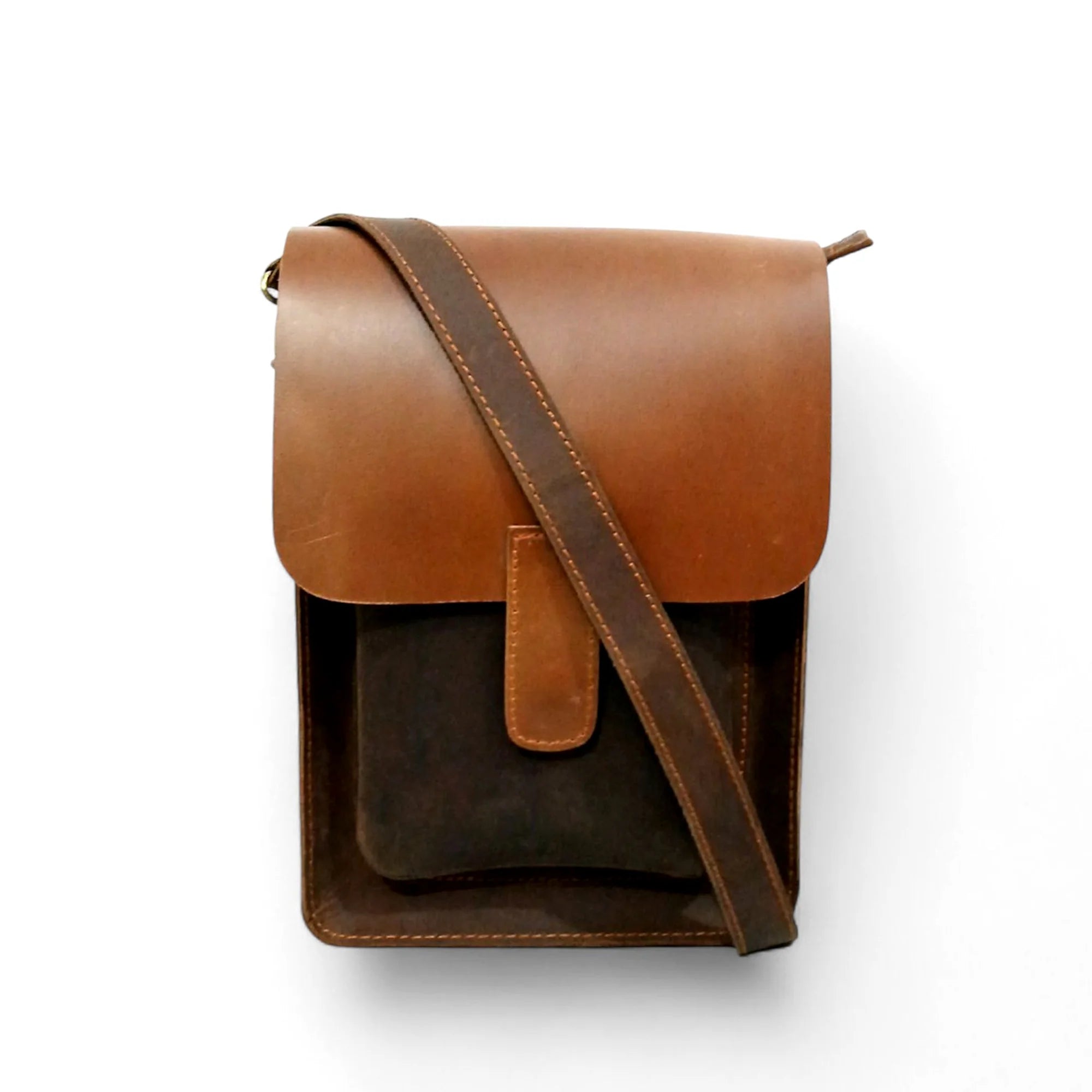 Dark Brown Leather Crossbody Travel Bag