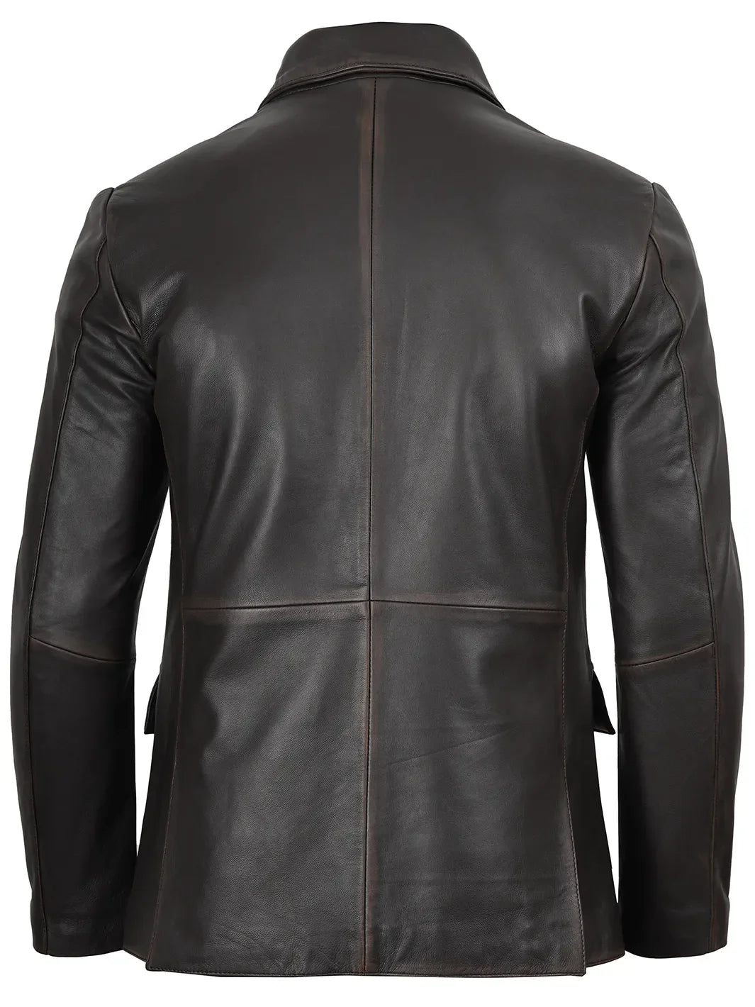 Mens Dark Brown Rub Off Leather Blazer