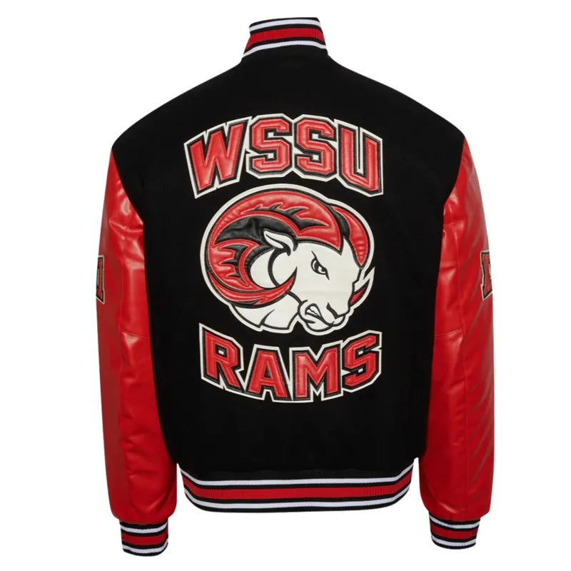 Winston Salem State University Black and Red Varsity Jacket