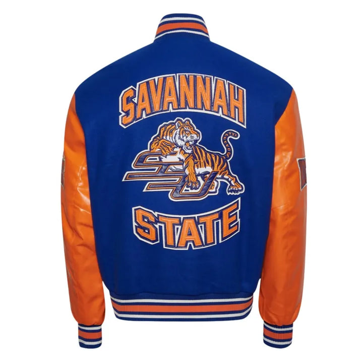 Savannah State University Royal and Orange Varsity Jacket