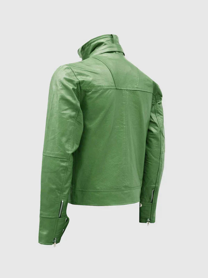 High Collar Leather Jacket