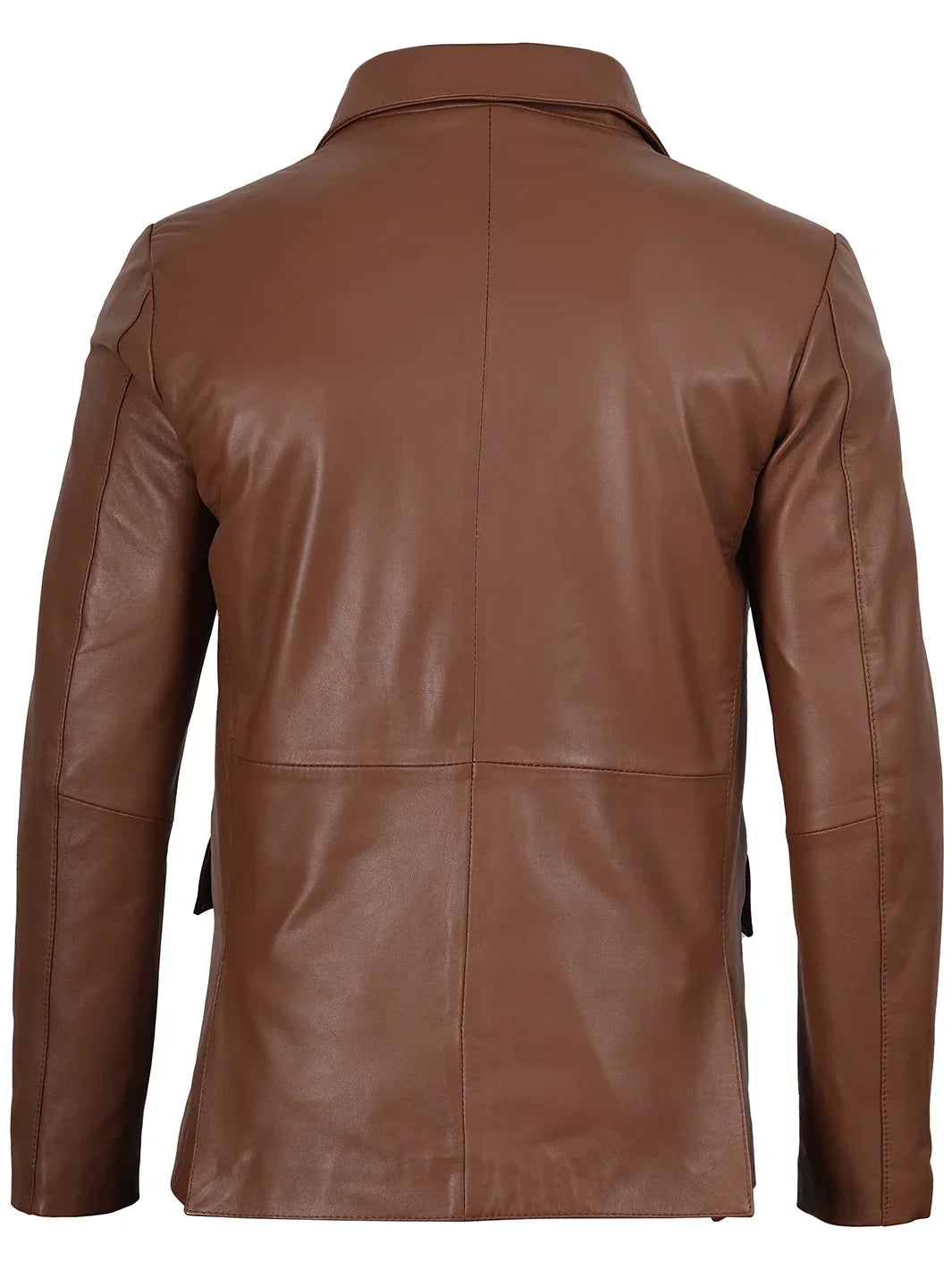 Men's Cognac Brown Real Leather Blazer