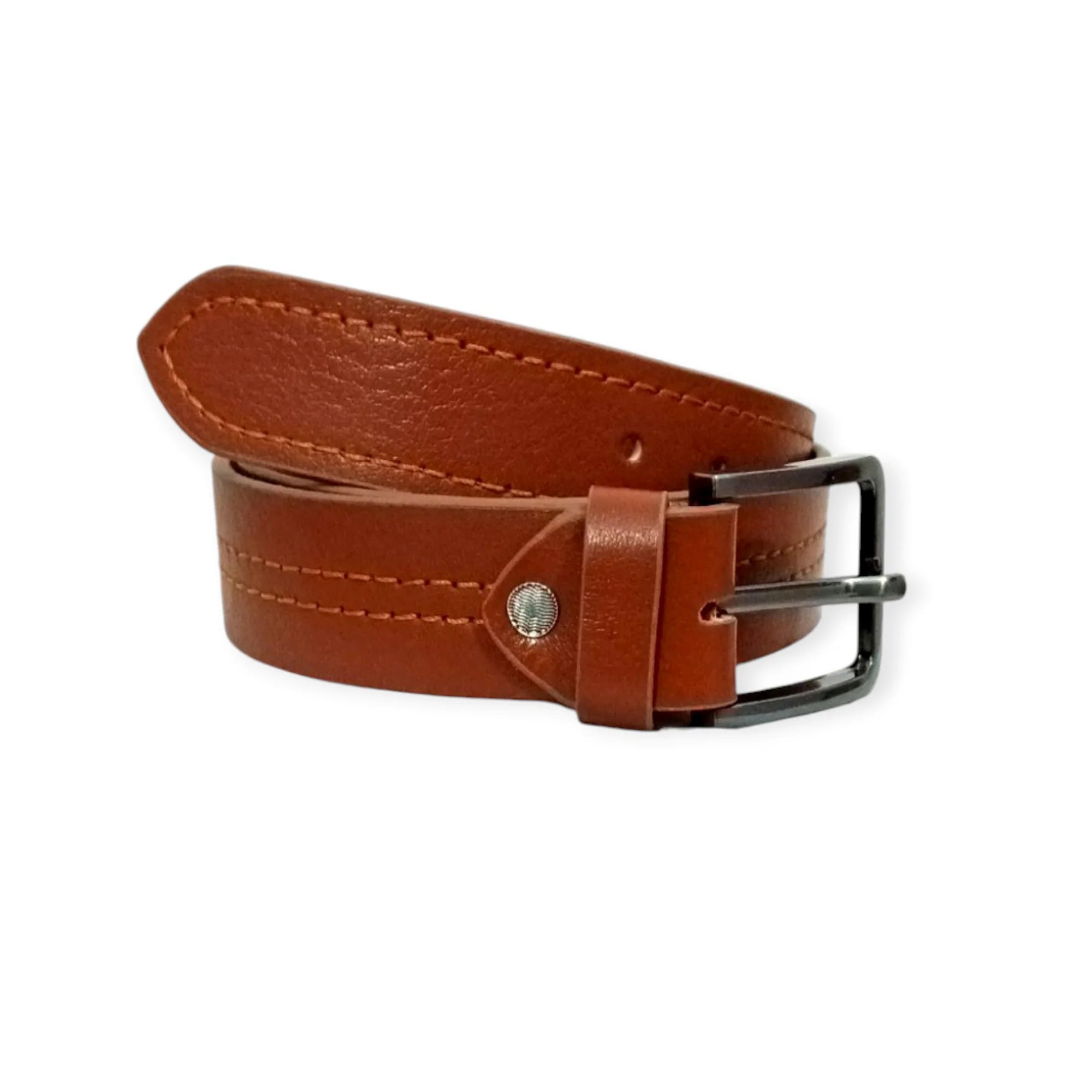 Tan Leather Casual Belt - Centre Stitched 40mm Wide