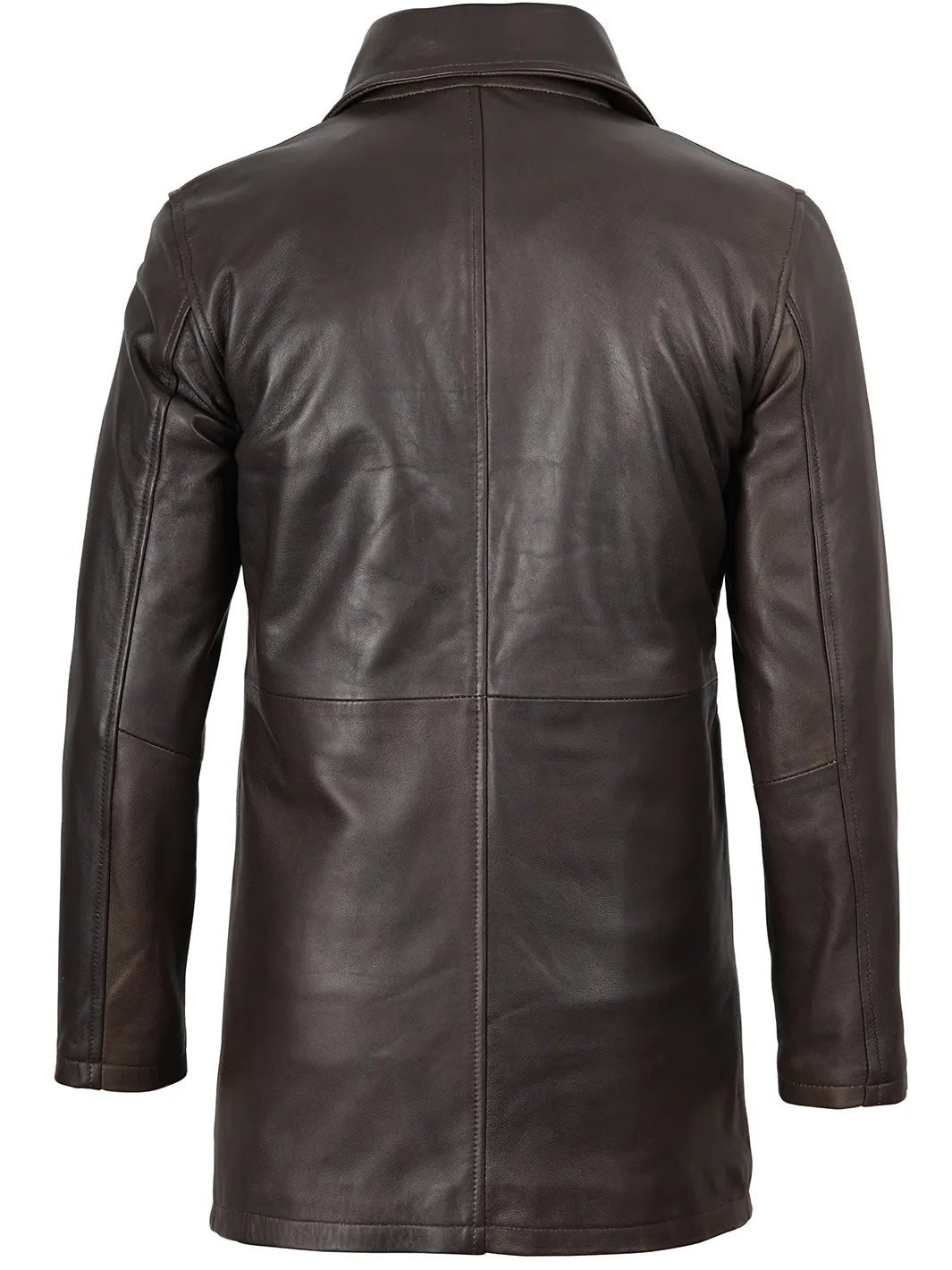 Winchester Men's Distressed Dark Brown Leather Car Coat