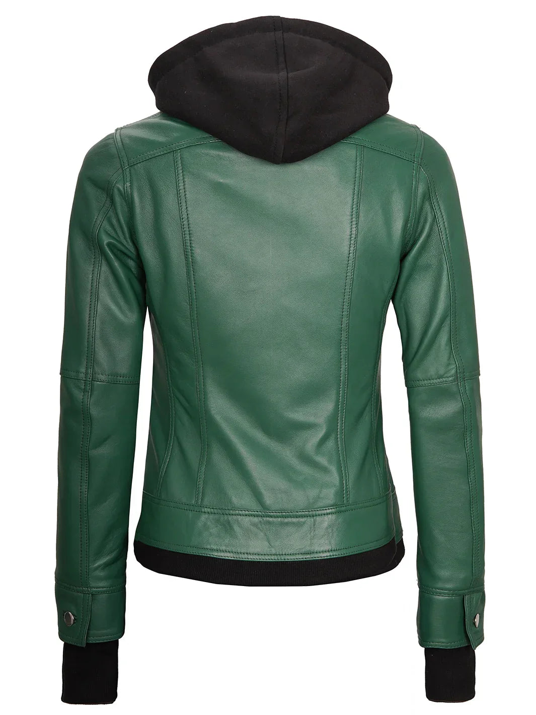 Tralee Women's Green Real Leather Jacket with Hood
