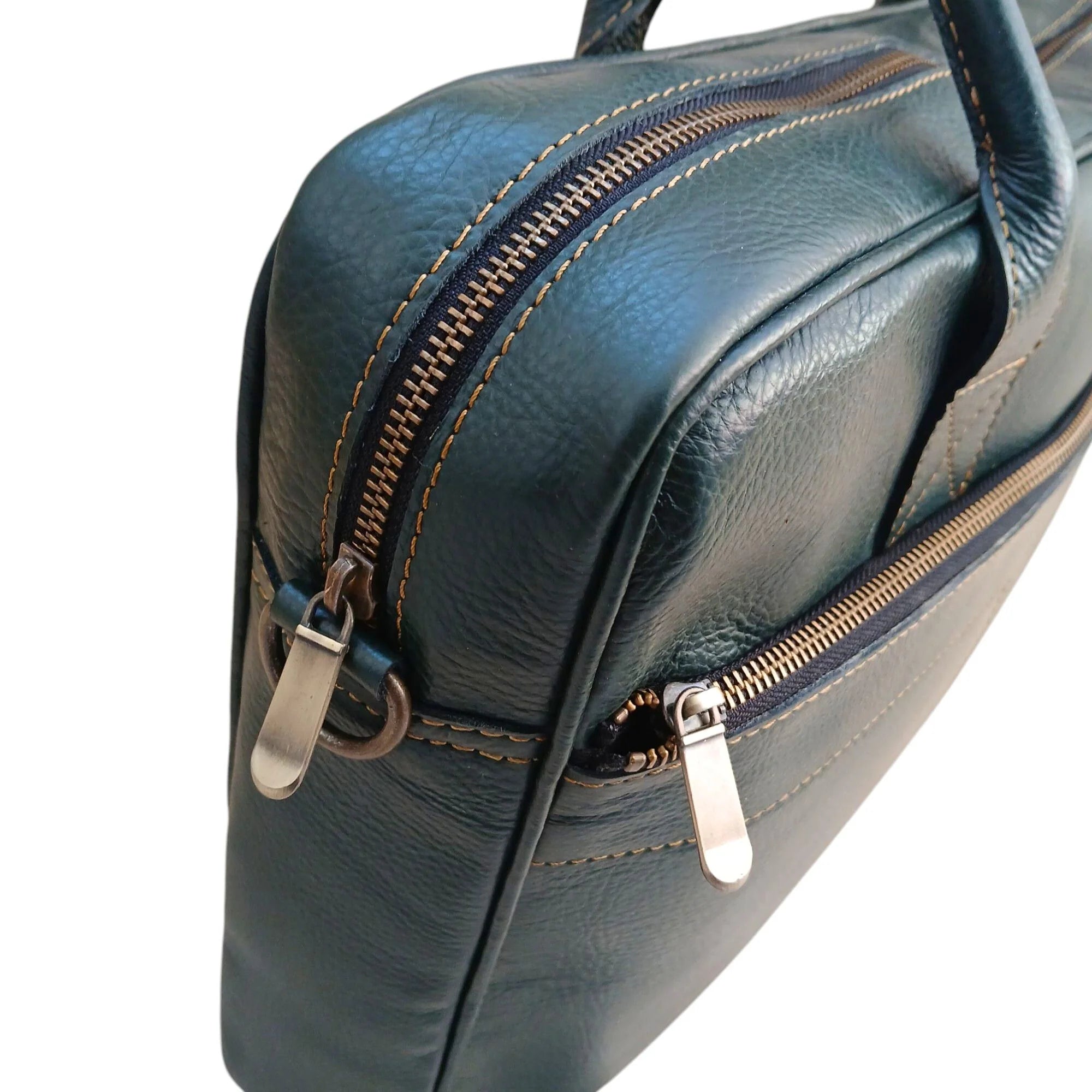 Army Green Leather Laptop Bag