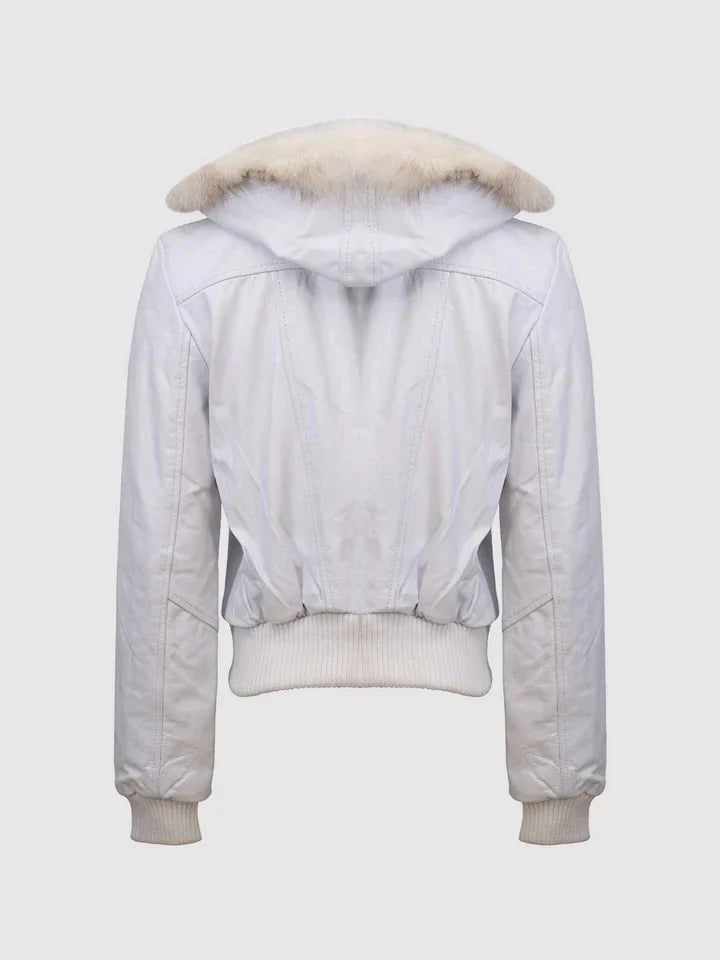 White Fur Leather Jacket