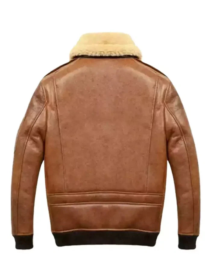 Samuel Tan Brown Shearling SF Bomber Leather Jacket