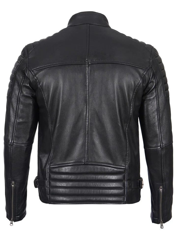 Felix Men's Black Biker Style Leather Jacket