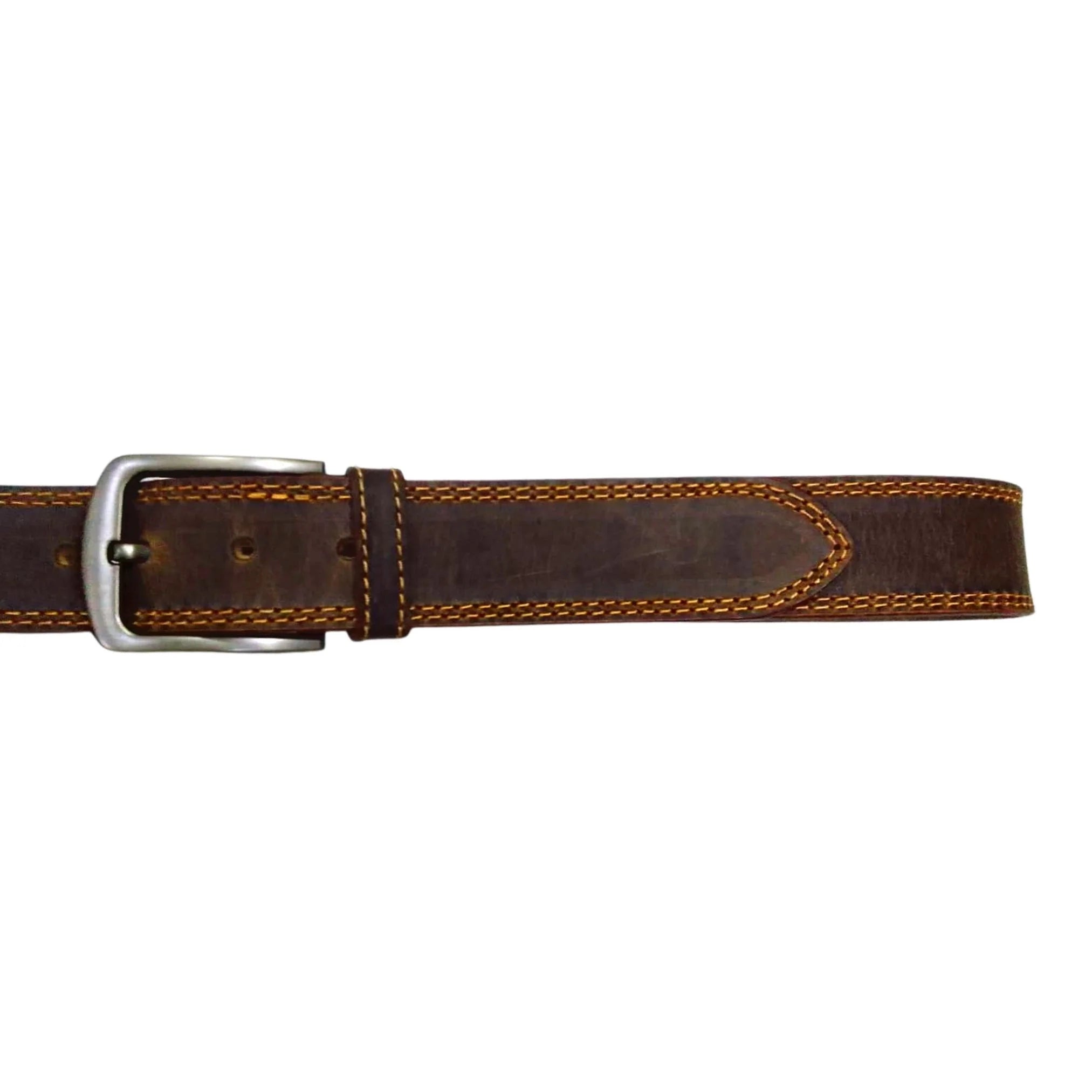 Dark Brown Leather Casual Belt - Double Stitched 40mm Wide