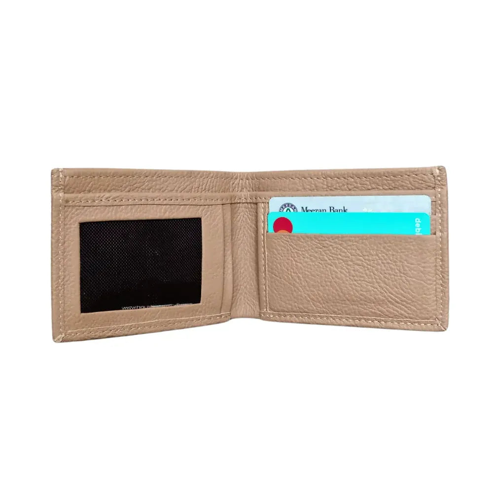 Beige Slim Fold Leather Wallet