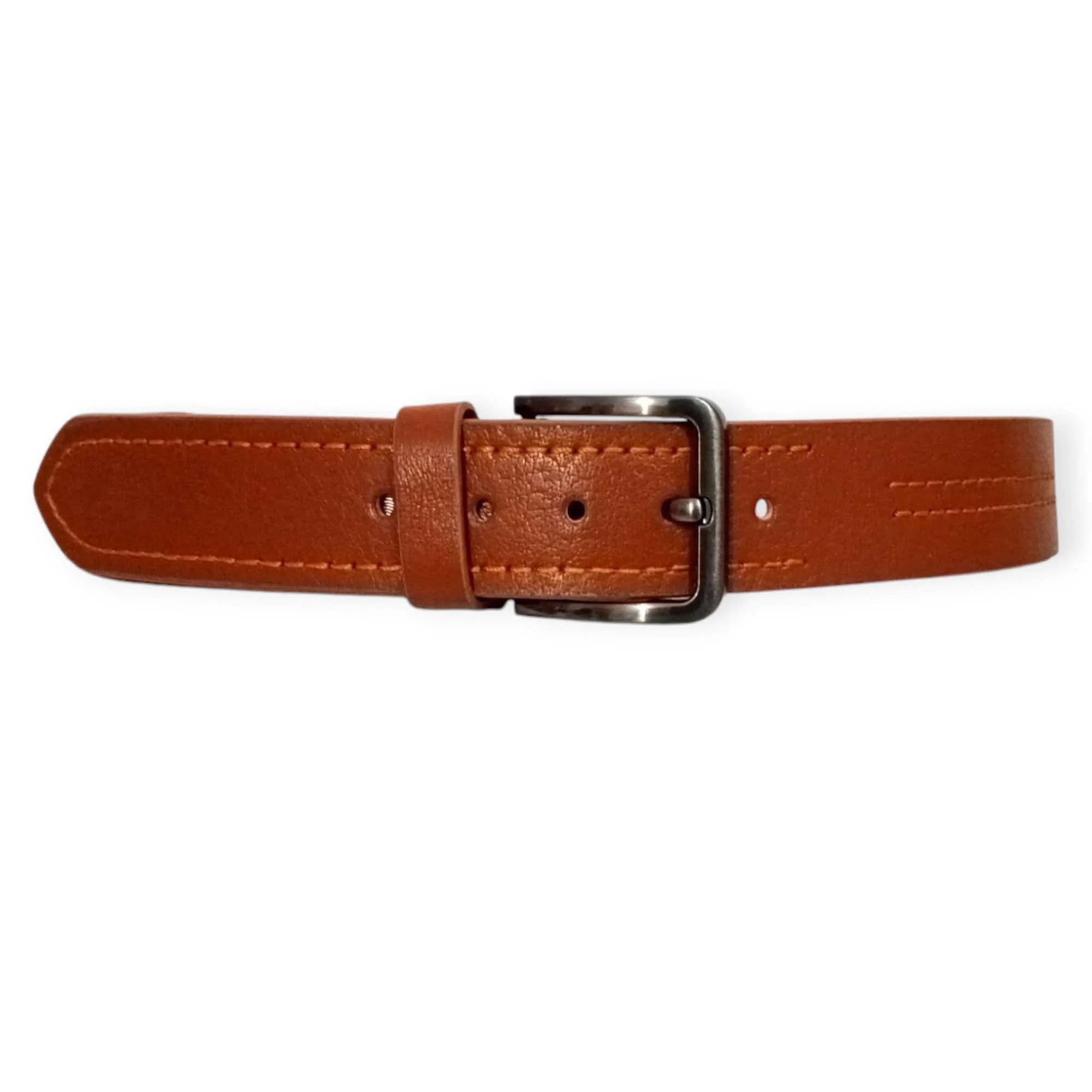 Tan Leather Casual Belt - Centre Stitched 40mm Wide