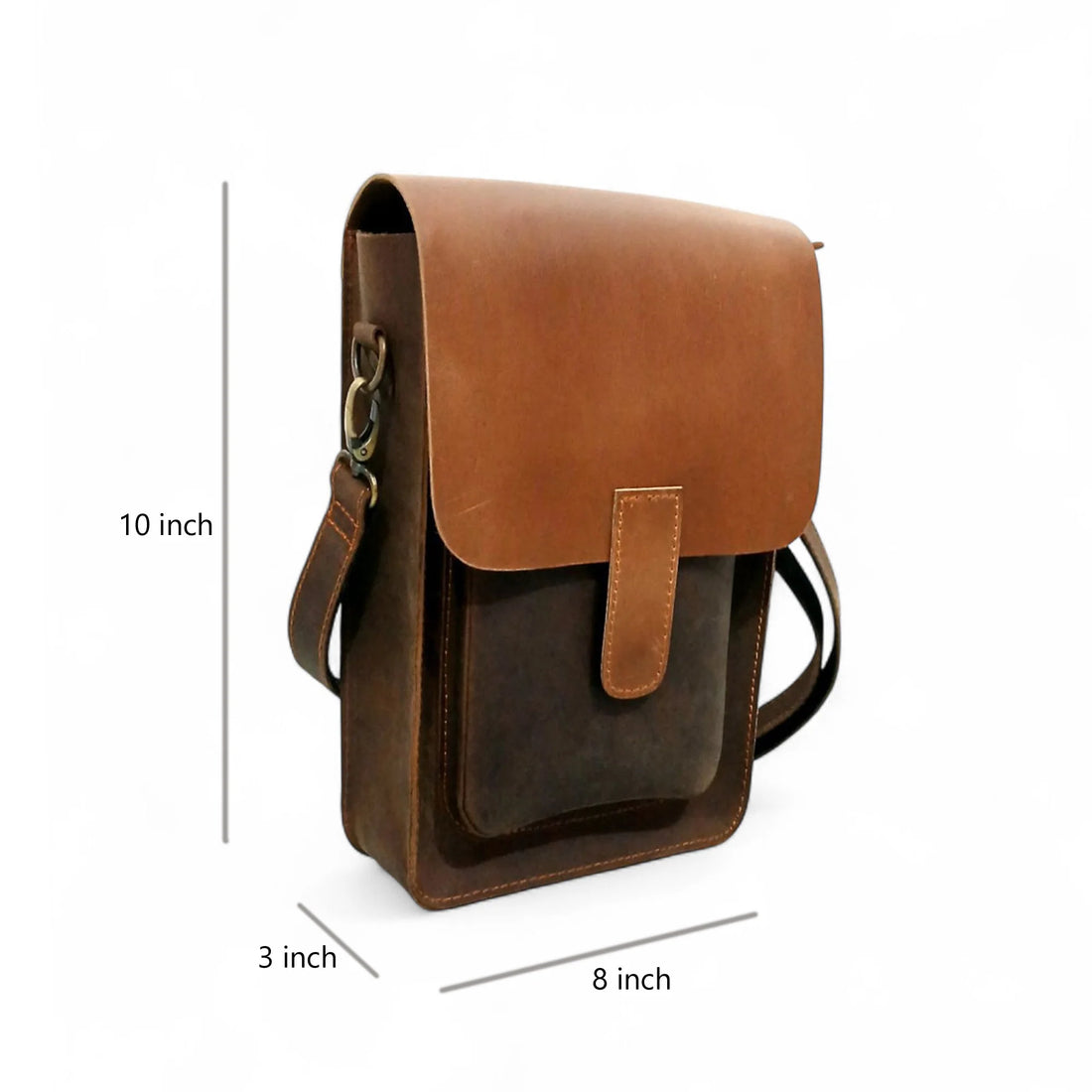 Dark Brown Leather Crossbody Travel Bag