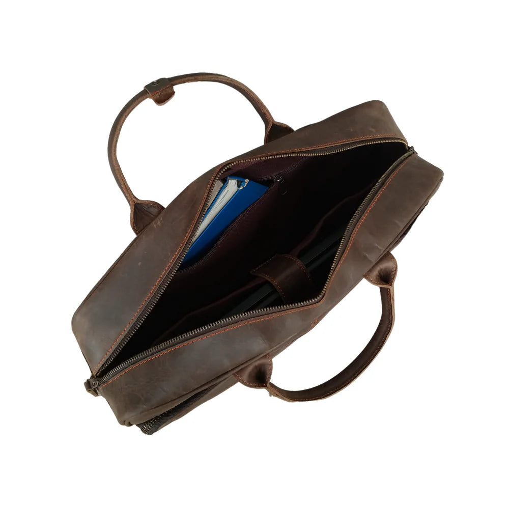 Vintage Dark Brown Leather Briefcase Bag, 14,15,16 inches Laptop Bag