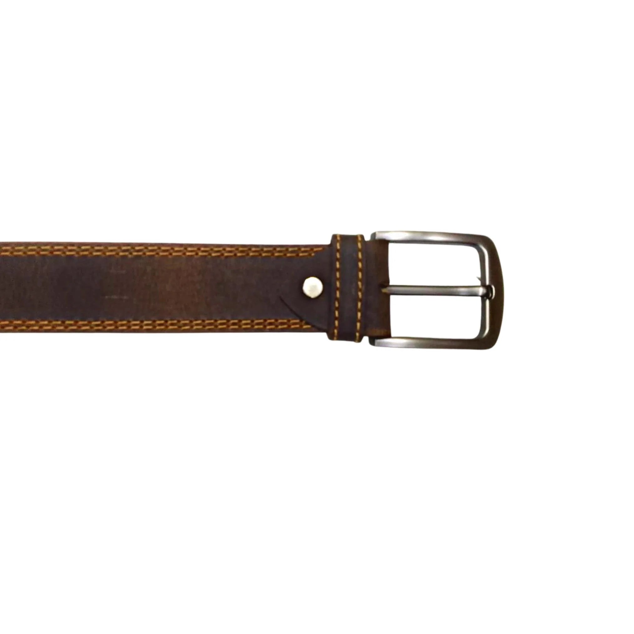 Dark Brown Leather Casual Belt - Double Stitched 40mm Wide