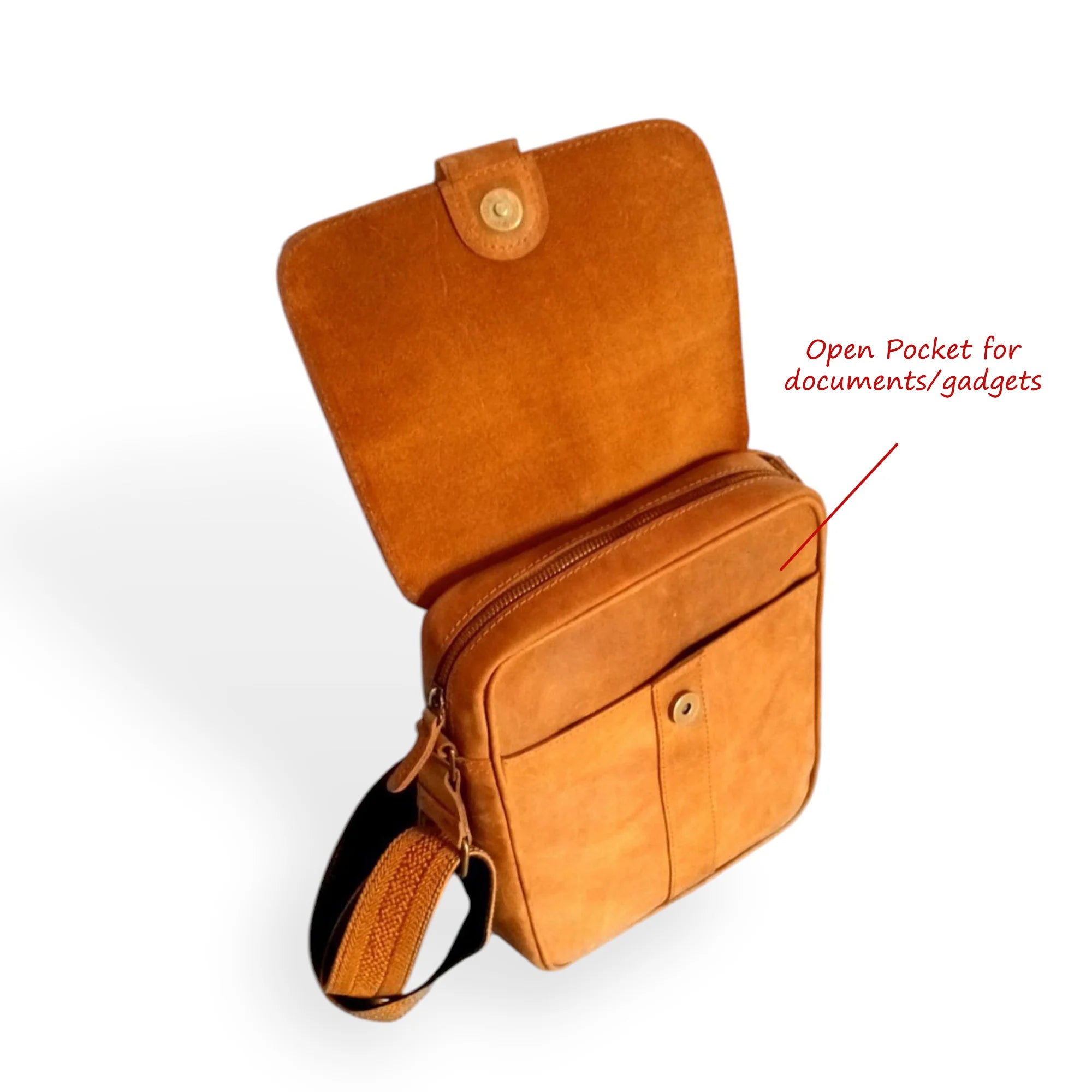 Crossover - Tan Cow Leather Crossbody Bag