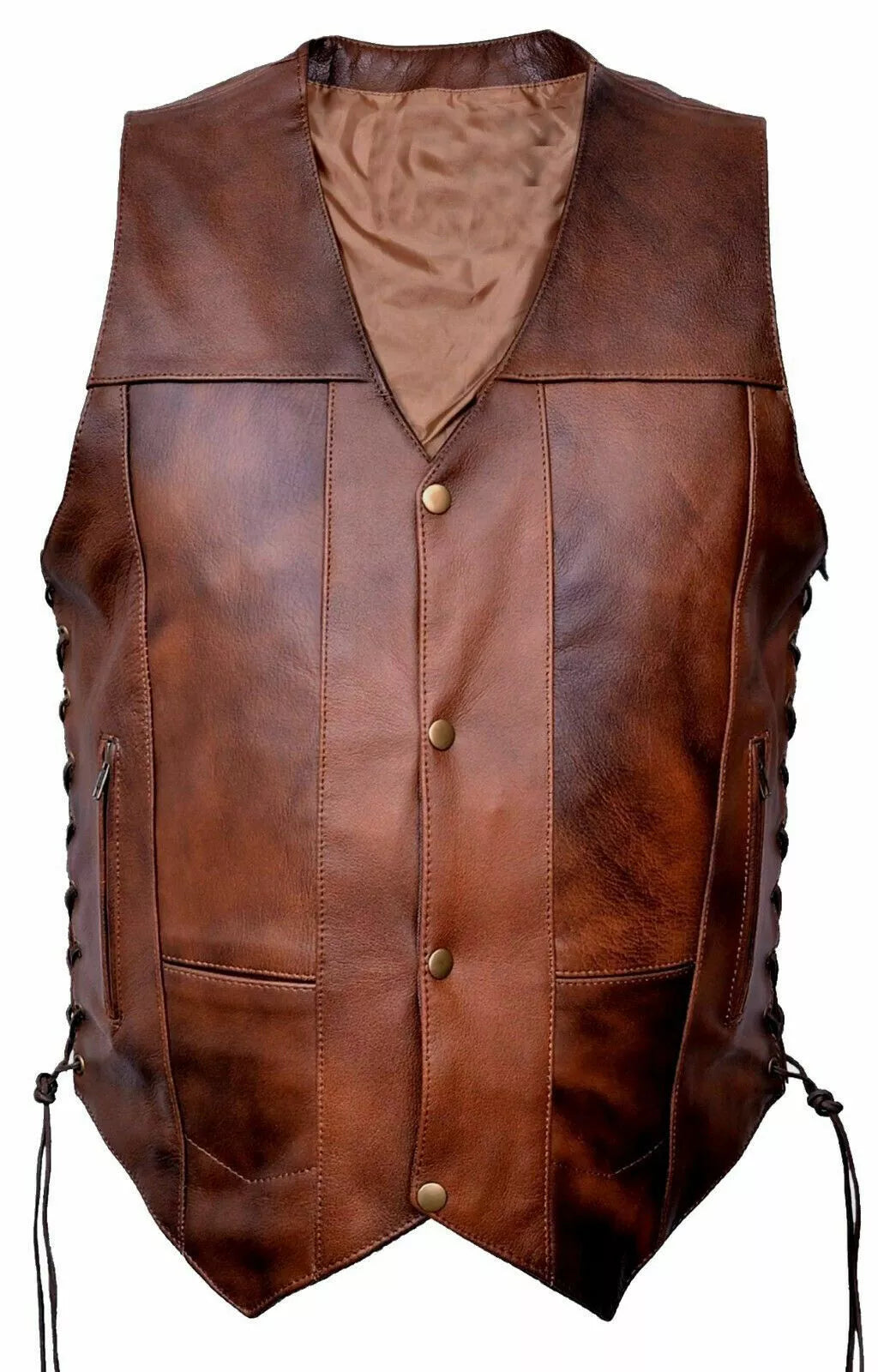 Vintage Brown Leather Vest for Men | Lush Gear