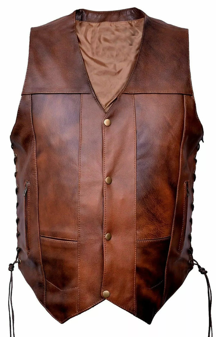 Vintage Brown Leather Vest for Men | Lush Gear