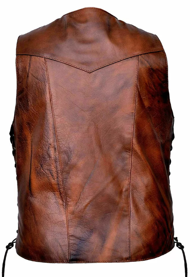 Vintage Brown Leather Vest for Men | Lush Gear