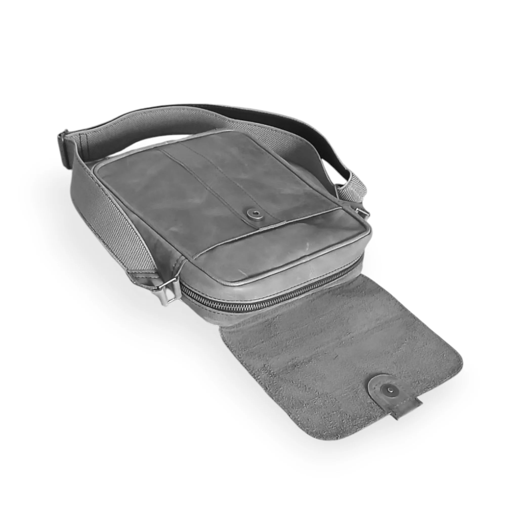 Crossover - Grey Cow Leather Crossbody Bag