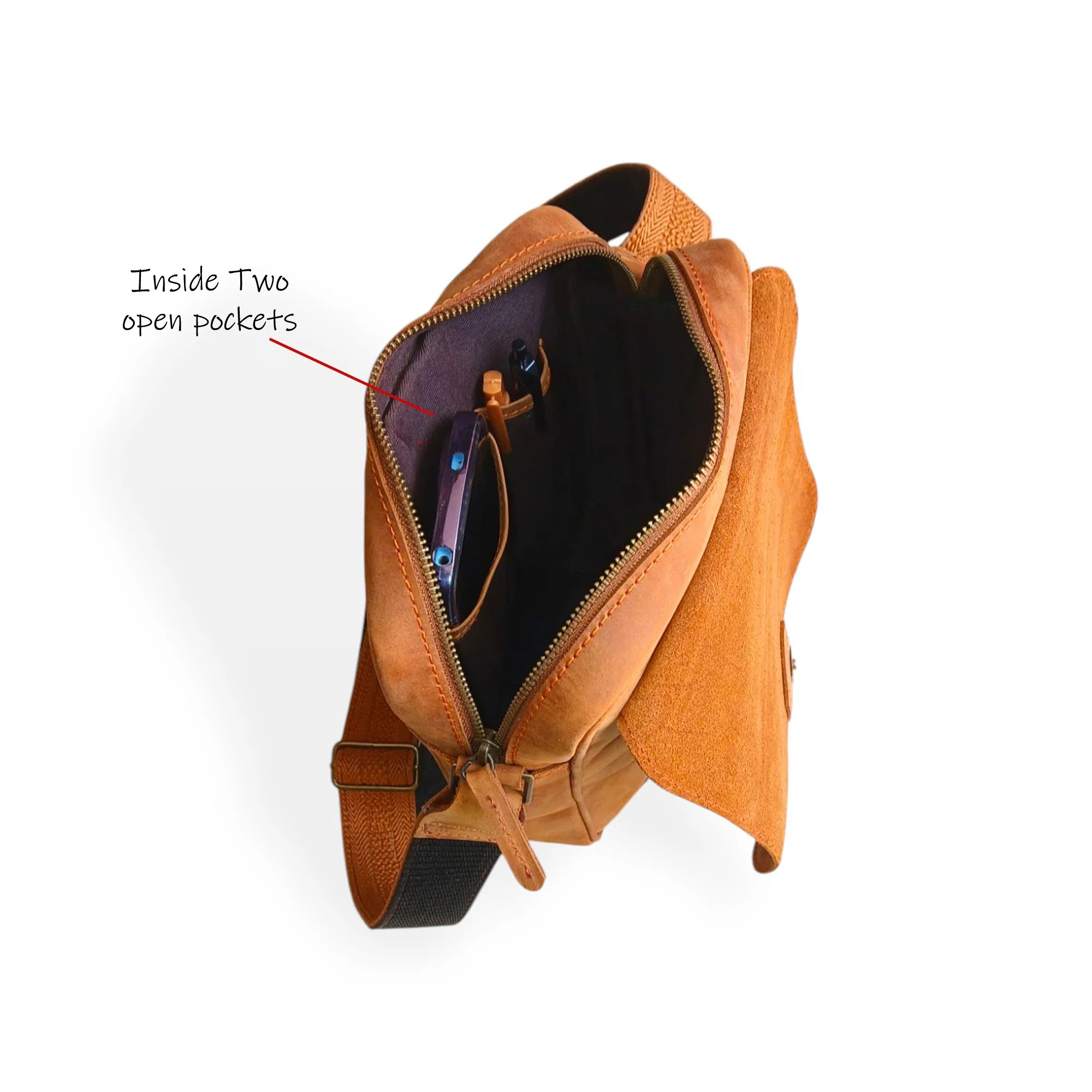 Crossover - Tan Cow Leather Crossbody Bag