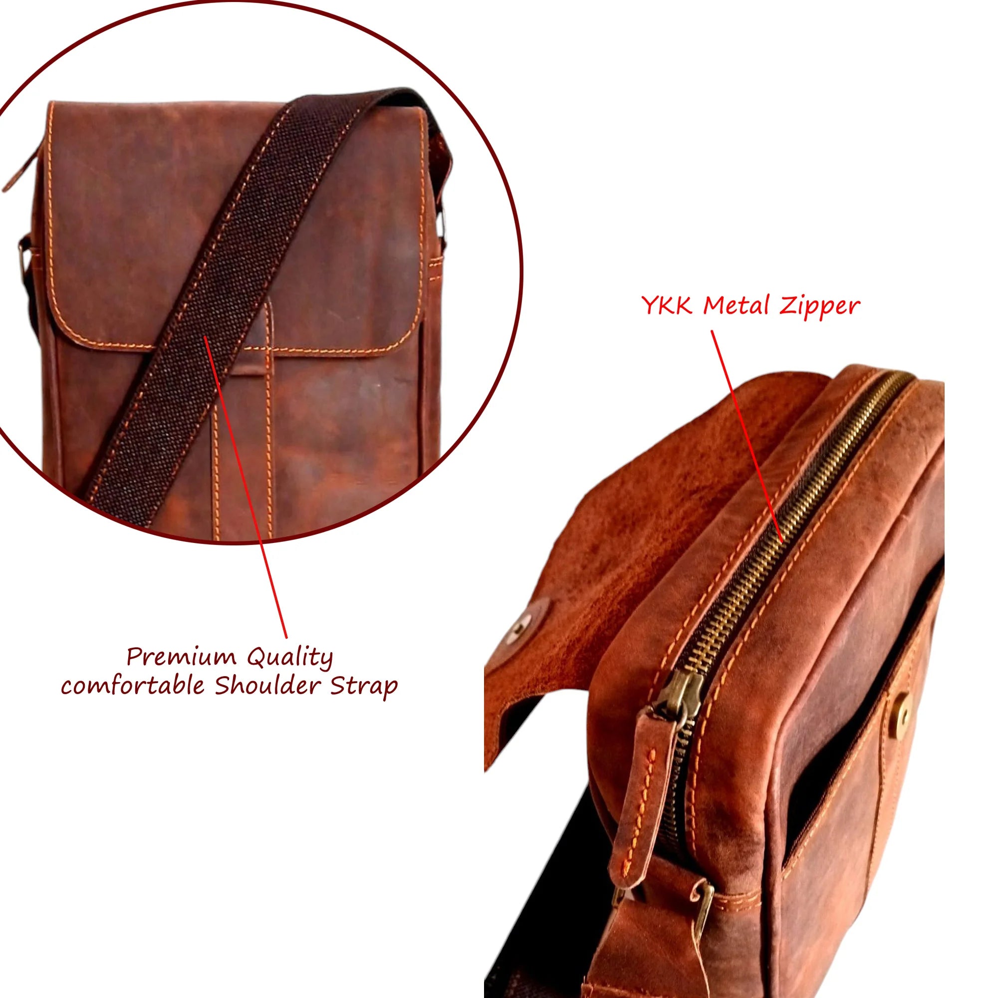 Crossover - Reddish Brown Cow Leather Crossbody Bag
