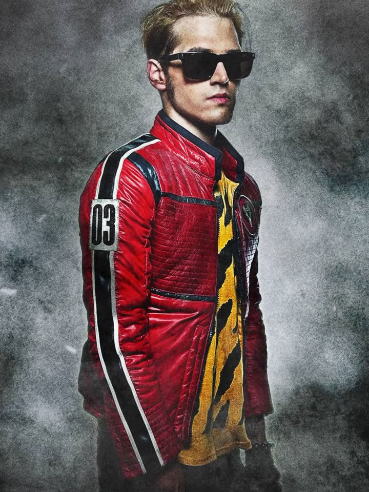 Red Leather Quilted Jacket