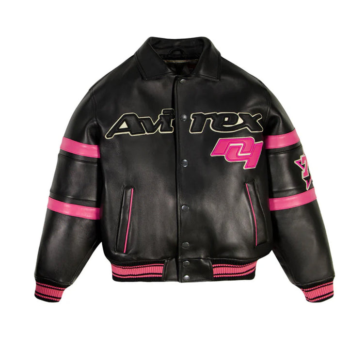 PREMIUM LEATHER JACKET BLACK-PINK