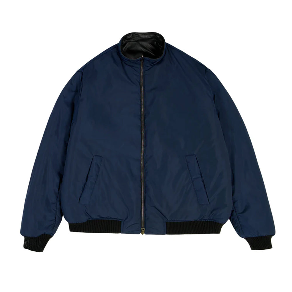 REVERSIBLE BLUE LEATHER TRACK JACKET