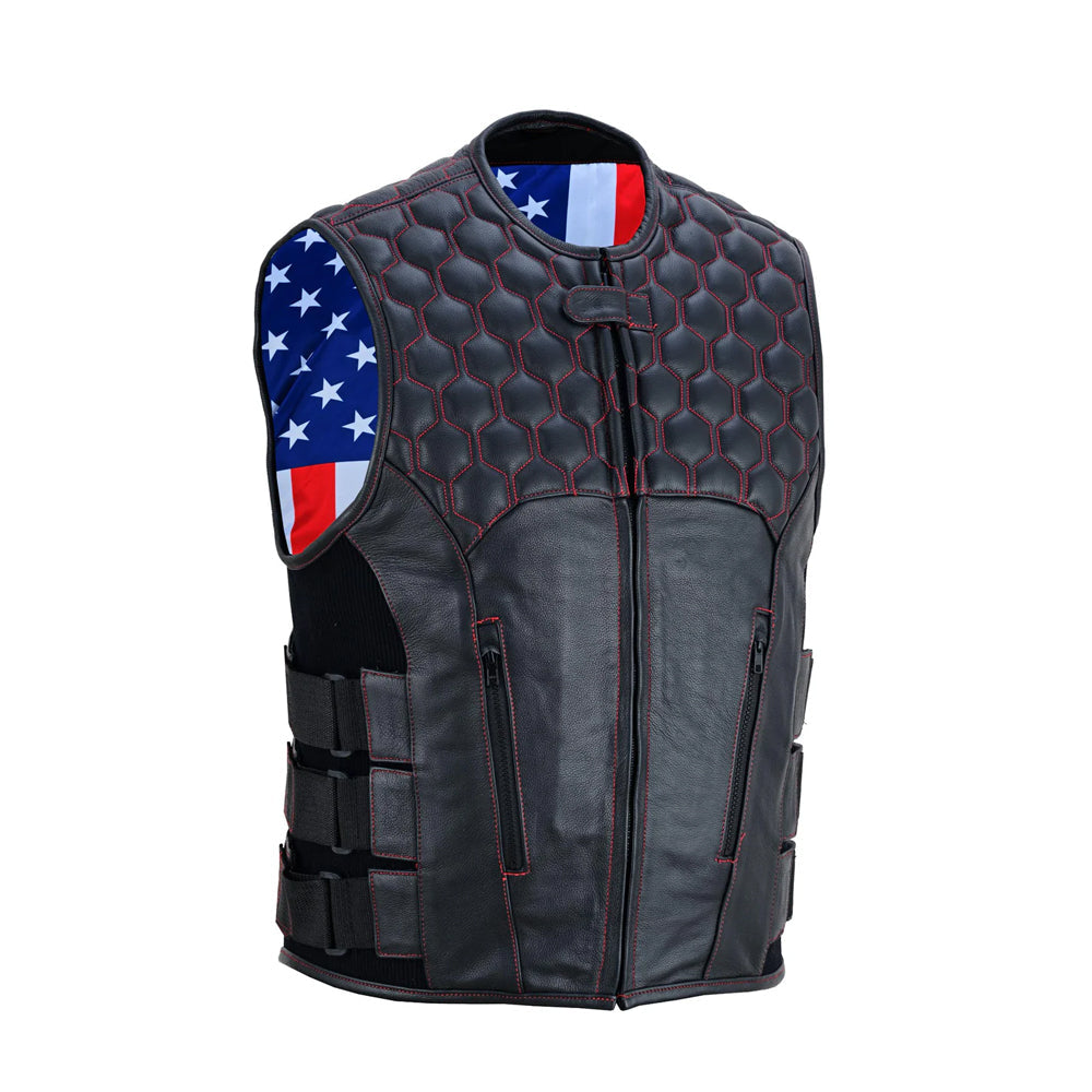 Wheels Men's Motorcycle Leather Vest