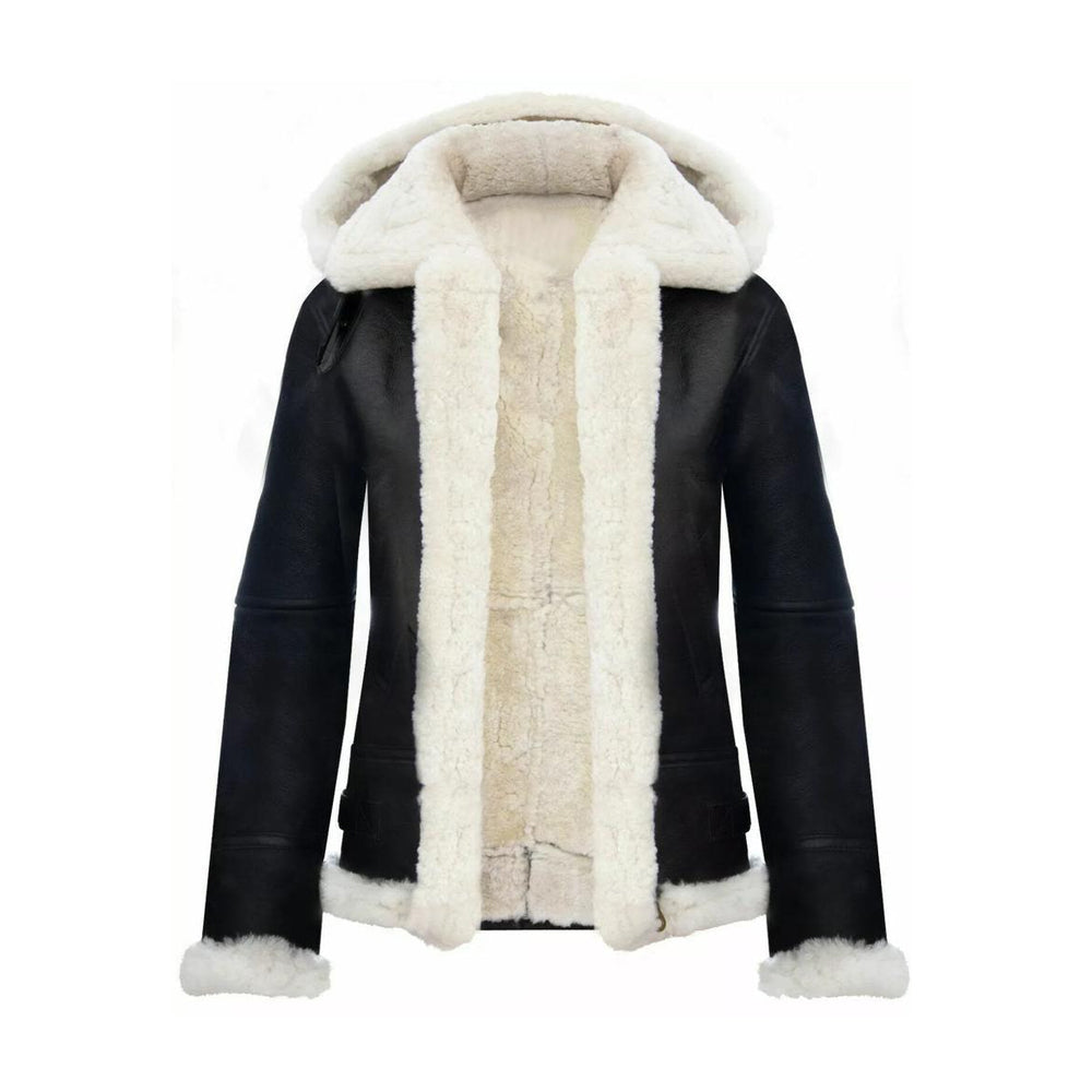 Women Hooded Shearling Jacket