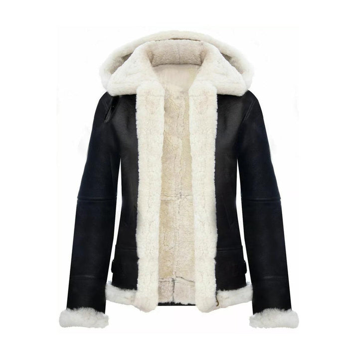 Women Hooded Shearling Jacket