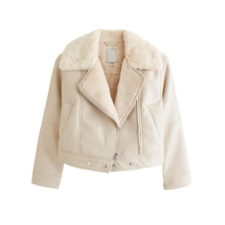 Women Skin Faux Shearling Leather Jacket