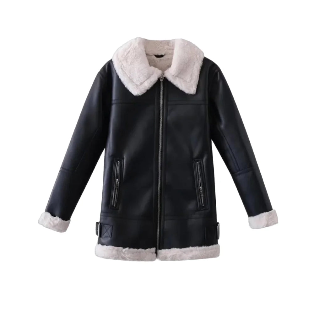 Women B3 Fur Shearling Leather Jacket