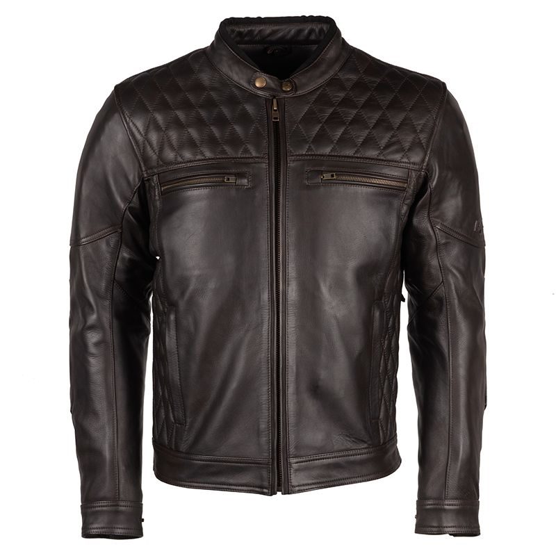Lush Gear black biker jacket for men with quilted shoulders and zippered chest pockets
