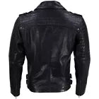 Brando Men Slim Lambskin Leather Coat Motorcycle black leather jacket back view by Lush Gear